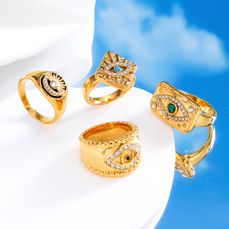 Ivanda Stainless Steel Devil's Eye Rings YHTSR-2501313