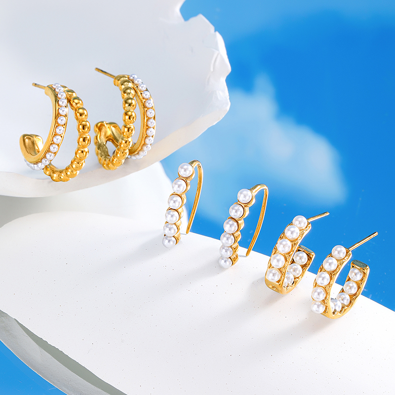 Ivanda Stainless Steel Pearl Earrings YHTSE-2501748