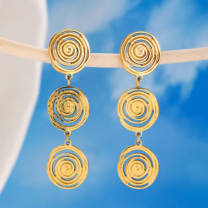 Ivanda Stainless steel threaded hollow earrings YHTSE-2501886