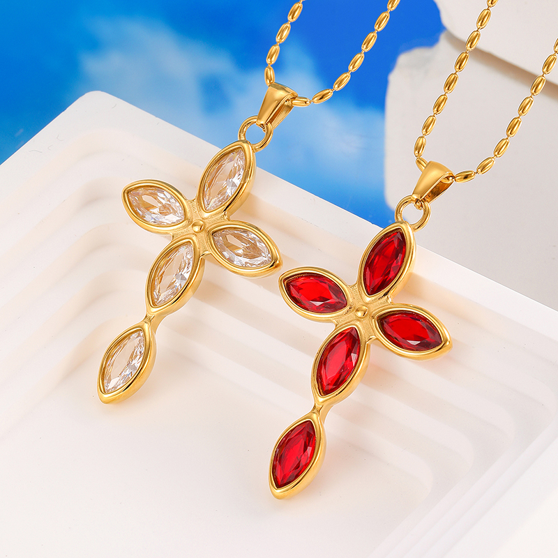 Ivanda Stainless steel Cross diamond necklace YHTSN-2501113