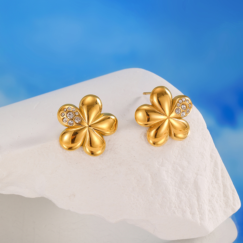 Ivanda Stainless steel flower stud earrings YHTSE-2501894