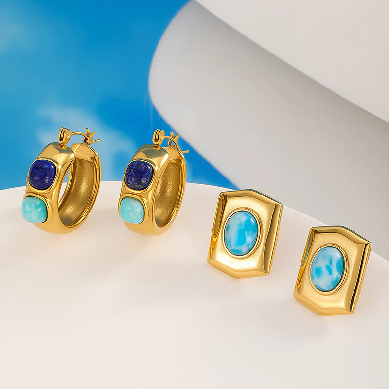 Ivanda Stainless steel Inlaid natural stone earrings YHTSE-2501315